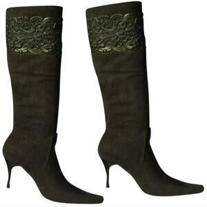 Donald Pliner Couture Stretch Suede Leather Boot Shoe New Scroll Work NWT $465